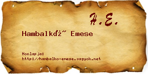 Hambalkó Emese névjegykártya